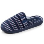 Isotoner chaussons velours semelle ergonomique rayure marine femme