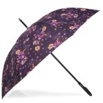 Isotoner parapluie canne ultra drperlant solide ouverture automatique / fermeture manuelle fleurs aubergine ...