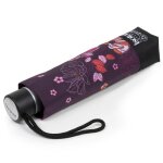 Isotoner parapluie solide ultra dperlant  ouverture / fermeture manuelle fleurs aubergine femme
