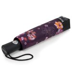 Isotoner parapluie solide ultra d�perlant � ouverture / fermeture automatique fleurs aubergine femme
