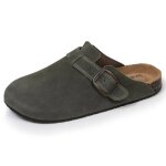 Isotoner sabots semelle int�rieure cuir extra - flex - patch talon confort kaki femme