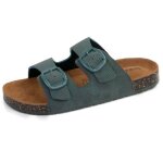 Isotoner sandales � doubles brides ultra confortables semelle int�rieure cuir bleu canard femme