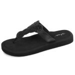 Isotoner tongs tr�s confortables dessus sophistiqu� noir femme