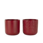 J - line cache - pot gen - c�ramique - rouge - extra large - 2 pi�ces - � 20. 5 cm
