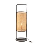 J - line lampe sur pied elton - m�tal / rotin - noir / naturel - large