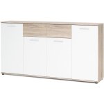 Jacky buffet bas classique blanc et décor chêne mat - l 160 cm Jacky buffet bas classique blanc et décor chêne mat - l 160 cm