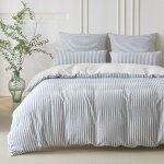 Jacquard rayures parure de couette soulful - housse de couette 240x260 coton et 2 taies doreiller 65x65 ...