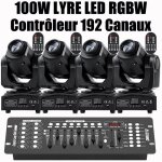 Jajaluya 100w jeux de lumiere dj - lyre led rgbw dmx gobo beam - lumire de scne avec console 192 canaux ...