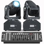 Jajaluya 100w lumi�re de sc�ne - pack de 2 lyre led rgbw dmx gobo beam - jeux de lumiere dj avec console ...