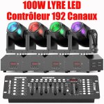 Jajaluya 100w lumi�re de sc�ne - pack de 4 lyre led rgbw dmx gobo beam - jeux de lumiere dj avec console ...