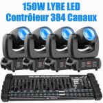 Jajaluya 200w dj lyre led - 18 prisme gobos beam dmx jeux de lumiere - lumi�re de sc�ne pack de 4 avec ...