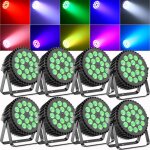 Jajaluya 270w 18 led rgbw jeux de lumi�re dj - uv lumi�re de sc�ne dmx - pack de 8 par led stroboscope ...