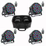 Jajaluya 4 pcs 72w lumiere par led avec sac rgb 36 led projecteur jeu de lumire scene avec tlcommande ...