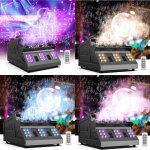 Jajaluya 4pcs 1500w machine � bulles de fum�e 18 rgb 3in1 led machine � fum�e dmx avec t�l�commande pour ...