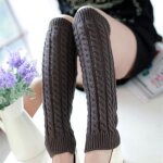 Jambires en tricot pour chevilles et jambes chaussettes hautes tricotes au crochet pour lhiverbrun
