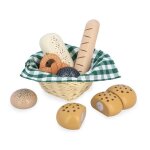 Dinette - janod - panier boulangerie mamie soleil - 6 pains - bois - 3 ans et plus