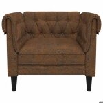 Promotion janvier fauteuil 1 place - mango - petit canap� chesterfield - avec coussin marron 78. 5 x ...