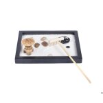 Jardin zen japonais pour bureau 6x4 pouces grand plateau sable blanc roches de rivi�re galets r�teau ...