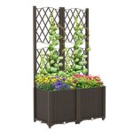 Jardinre surlev sur pieds 140cm costway treillis pour plantes grimpante trous de drainage auto - arrosage ...