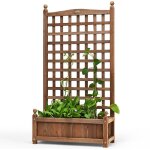Jardinière 122 cm en bois de sapin costway bac à fleurs avec treillis pour plantes grimpantes vigne fleurs ... Jardinière 122 cm en bois de sapin costway bac à fleurs avec treillis pour plantes grimpantes vigne fleurs ...