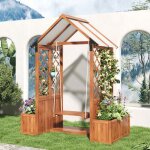 Jardini�re 3 - en - 1 balan�oire int�gr�e + pergola + support plantes bois sapin massif anti - humidit� ...