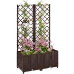 Jardinire - bac  fleurs - outsunny - avec treillis - avec 6 trous de drainage - en plastique - 80 x ...