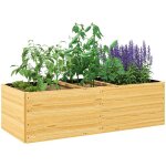 Jardini�re en bois ext�rieur - outsunny - 3 compartiments de plantation et doublure inclus - 140x60x40cm ...