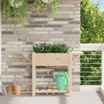 Jardini�re - bois massif de sapin - 111x37x76 cm - rectangulaire - beige
