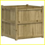 Jardinire dextrieur en bois de pin imprgn - ashata - carr - grande capacit - 70x70x70 cm