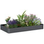 Jardinire extrieure - outsunny - avec bordure de scurit et fond ouvert - en acier galvanis - 240 ...