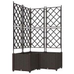 Rduction - jardinire de jardin avec treillis - bac  fleurs - moderne 3 pcs brun 80x80x143 cm grand344 ...