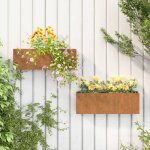 Jardini�res murales 2 pcs - bac � fleurs rouill� acier corten 53x10x17 cm