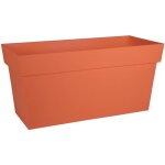 Jardini�re muret � r�serve deau avec roulettes - eda - toscane - 74 l - 79 x 35 x h. 39 cm - orange terre ...