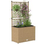 Jardinire - outsunny - avec treillis - 2 pots 22l - pour extrieur - en rsine tresse acier - 57 x ...
