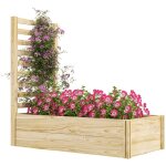 Jardinire - outsunny - avec treillis - conception sans fond - en bois - 115 x 60 x 110 cm - effet bois ...