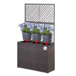 Jardinière polyrotin noir - treillis - set 3 pots de fleurs - bac à fleurs - jardin maison balcon Jardinière polyrotin noir - treillis - set 3 pots de fleurs - bac à fleurs - jardin maison balcon