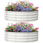 Jardiniere - promiracal - rondes 60x30 cm - lot de 2 - fond ouvert (drainage) - acier galvanis� blanc ...