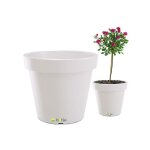 Jardini�re ronde � roulettes - botle - � 58 cm - plastique r�sistant - blanc - int�rieur / ext�rieur
