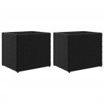 Meilleures jardini�re - shop - pot de fleurs - bac � fleurss 2 pcs noir 36x30x32 cm r�sine tress�e ssd4157943 ...