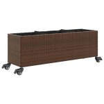 Meilleures jardini�re - shop - pot de fleurs - bac � fleurs - avec roulettes et 3 pots marron 107x32x38 ...