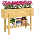 Jardinire sur pieds - outsunny - avec 2 trous de drainage - pour fleurs herbes lgumes - en bois - 100 ...
