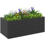 Jardini�re sur�lev�e - outsunny - galvanis�e - rectangulaire - fond ouvert - 160 x 80 x 60 cm - gris