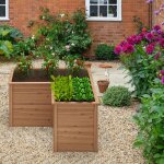 Jardinire surleve - relax4life - base ouverte en forme de l - bac  fleurs extrieur en bois de sapin ...