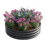 Jardini�re sur�lev�e ronde galvanis�e potager hors sol ext�rieur pour l�gumes fruits fleurs noir 60x60x30cm ...