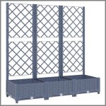 Jardinière avec treillis - ashata - gris foncé - plastique - 120x40x1215 cm Jardinière avec treillis - ashata - gris foncé - plastique - 120x40x1215 cm