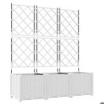 Rduction - jardinire avec treillis - bac  fleurs - moderne 3 pcs blanche 120x40x143 cm grand205