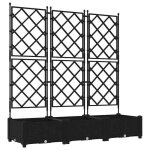 Rduction - jardinire avec treillis - bac  fleurs - moderne 3 pcs noir 120x40x125. 5 cm grand747