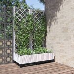 Jardini�re avec treillis - bac � fleurs - jardini�re sur pied blanc 80x40x1215 cm pp shl5998