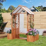 Jardini�re avec treillis et balan�oire 142x70x163cm jardini�re � fleurs bac de fleurs en bois de sapin ...