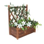 Jardinière avec treillis en bois - bac à fleurs rectangulaire avec trous de drainage pour jardin terrasse ... Jardinière avec treillis en bois - bac à fleurs rectangulaire avec trous de drainage pour jardin terrasse ...